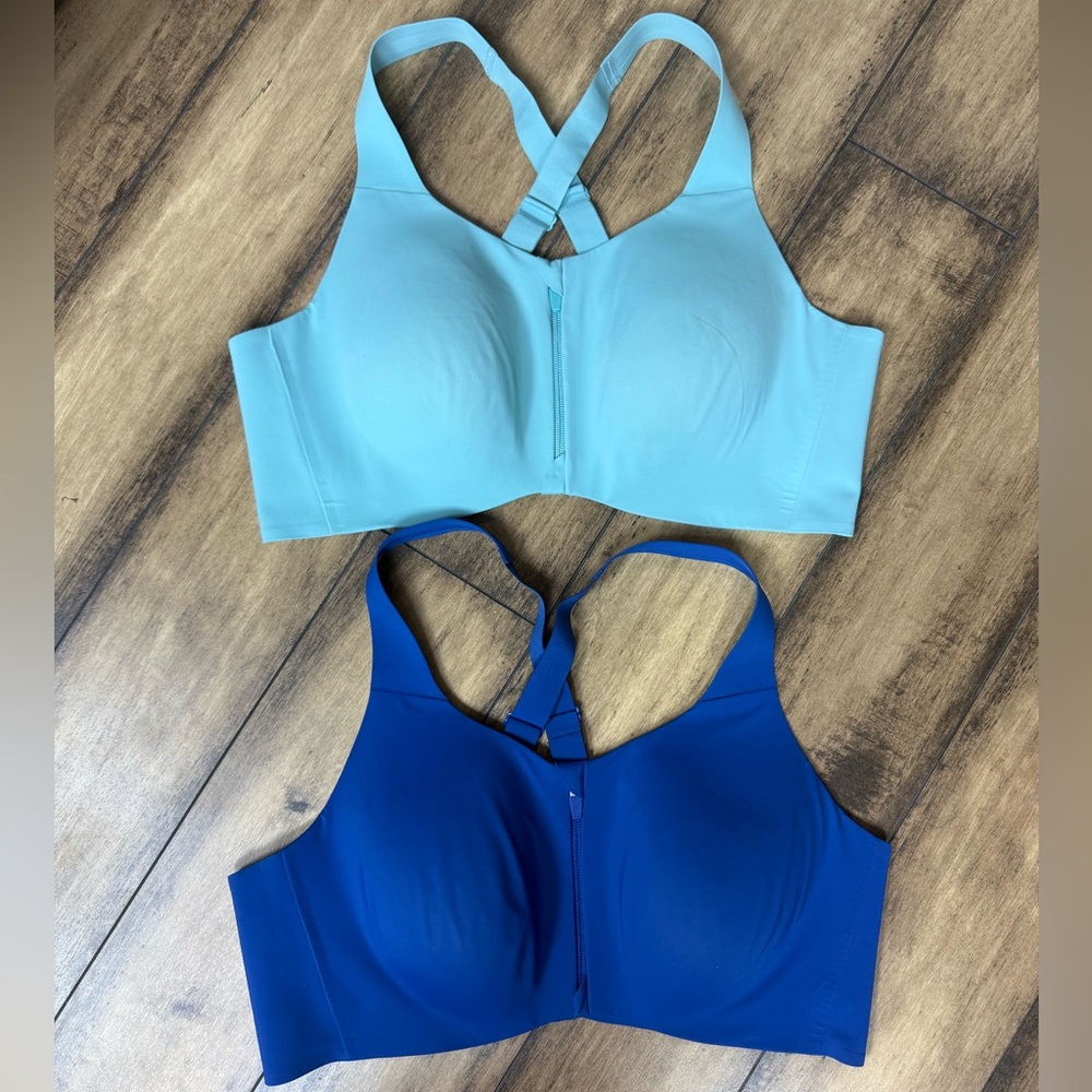Blue and Light Blue Knix Front Close Catalyst Women's Sports Bras